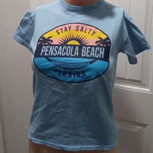 Delta Size Youth M Light Blue Graphic T-Shirt Pensacola Beach
